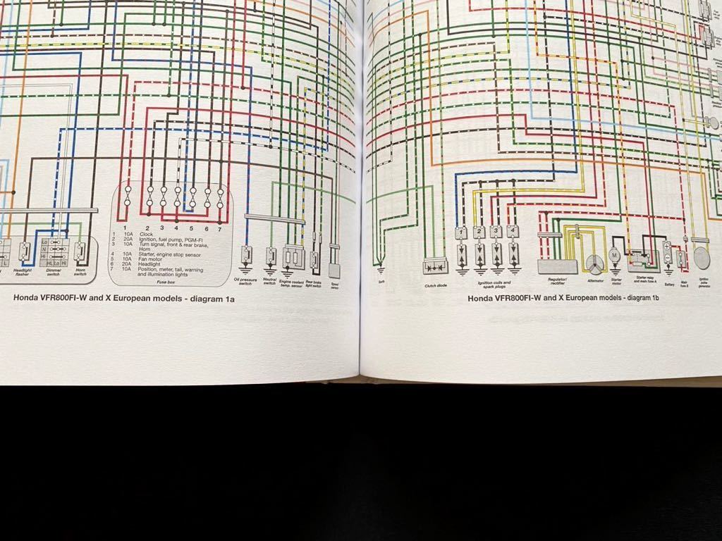 送料無料 1997-2001 FI VFR800/W/X/Y/1 海外モデル 英語 サービス/リペア/マニュアル Haynes ヘインズ 配線図4種 HONDA RC46 JH2RC46 RC46E