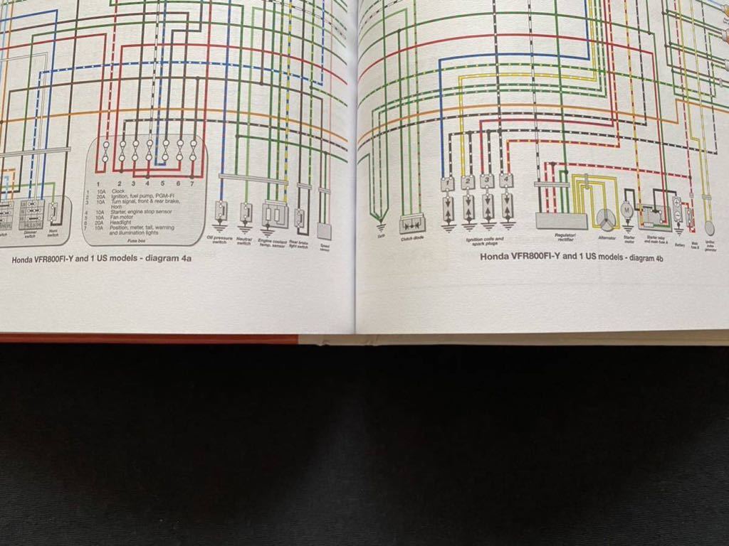 送料無料 1997-2001 FI VFR800/W/X/Y/1 海外モデル 英語 サービス/リペア/マニュアル Haynes ヘインズ 配線図4種 HONDA RC46 JH2RC46 RC46E