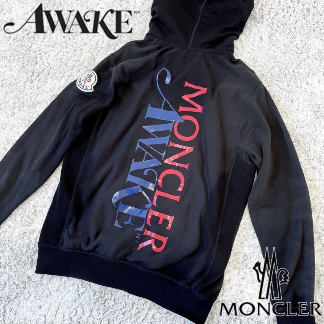 MONCLER AWAKE モンクレール アウェイク コラボ リバースウィーブ ロゴ パーカー スウェット ブラック 黒 メンズ