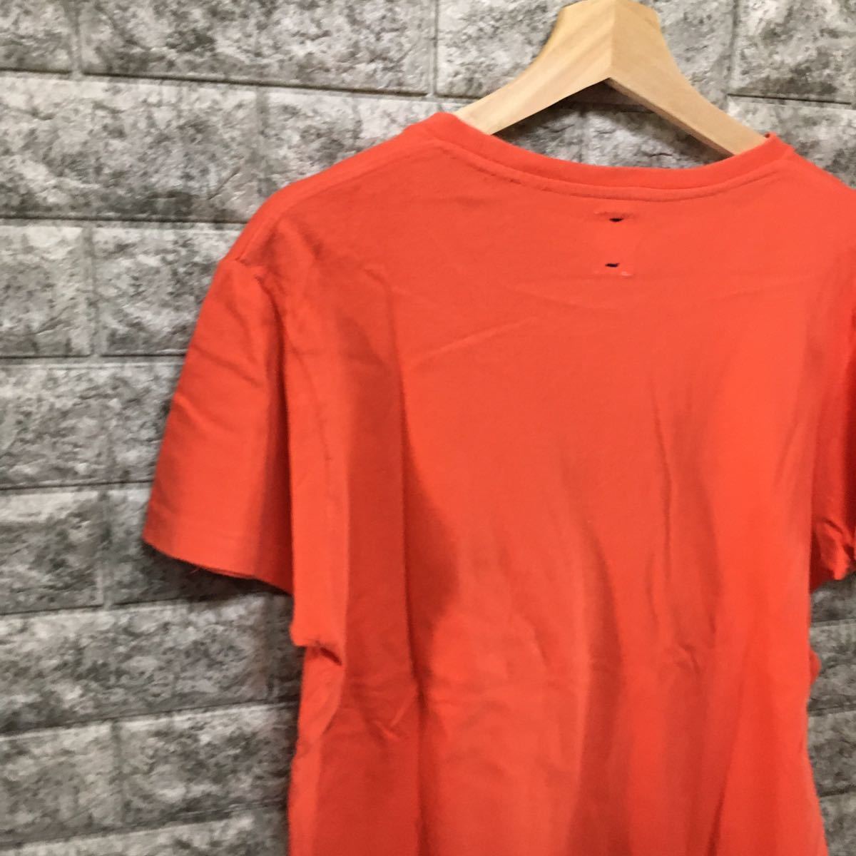 MR market ハリウッドランチマーケット 半袖Tシャツ 90s ビッグロゴ プリントTシャツ オレンジ ビンテージ レトロ トップス Mサイズ_画像6