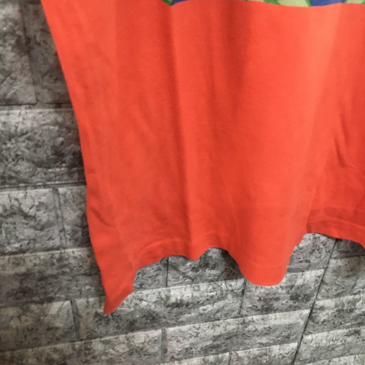 MR market ハリウッドランチマーケット 半袖Tシャツ 90s ビッグロゴ プリントTシャツ オレンジ ビンテージ レトロ トップス Mサイズ_画像4