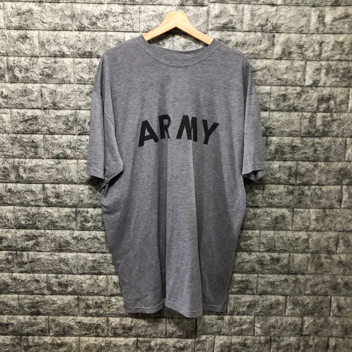 00s 米軍 U.S.ARMY 半袖Tシャツ トレーニングTシャツ トレーニング グレー ビッグロゴ Teeカットソー メンズ Logo XLサイズ ロゴ ロンT_画像1