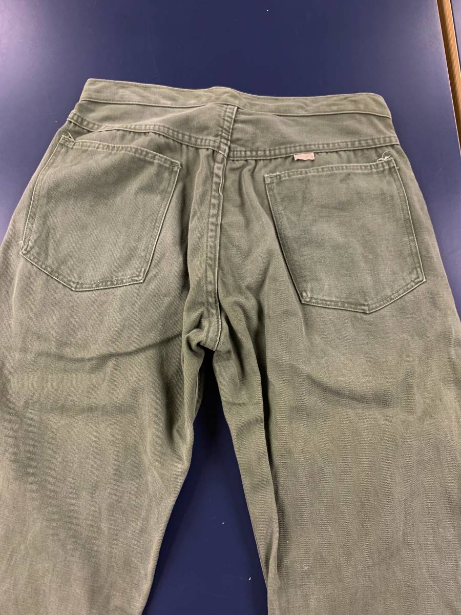 希少珍品 60’s ラングラー Wrangler BLUEBELL SAIL CLOTH ビンテージ チノパン ワークパンツ ベイカーパンツ セージグリーン 緑 W30 _画像5