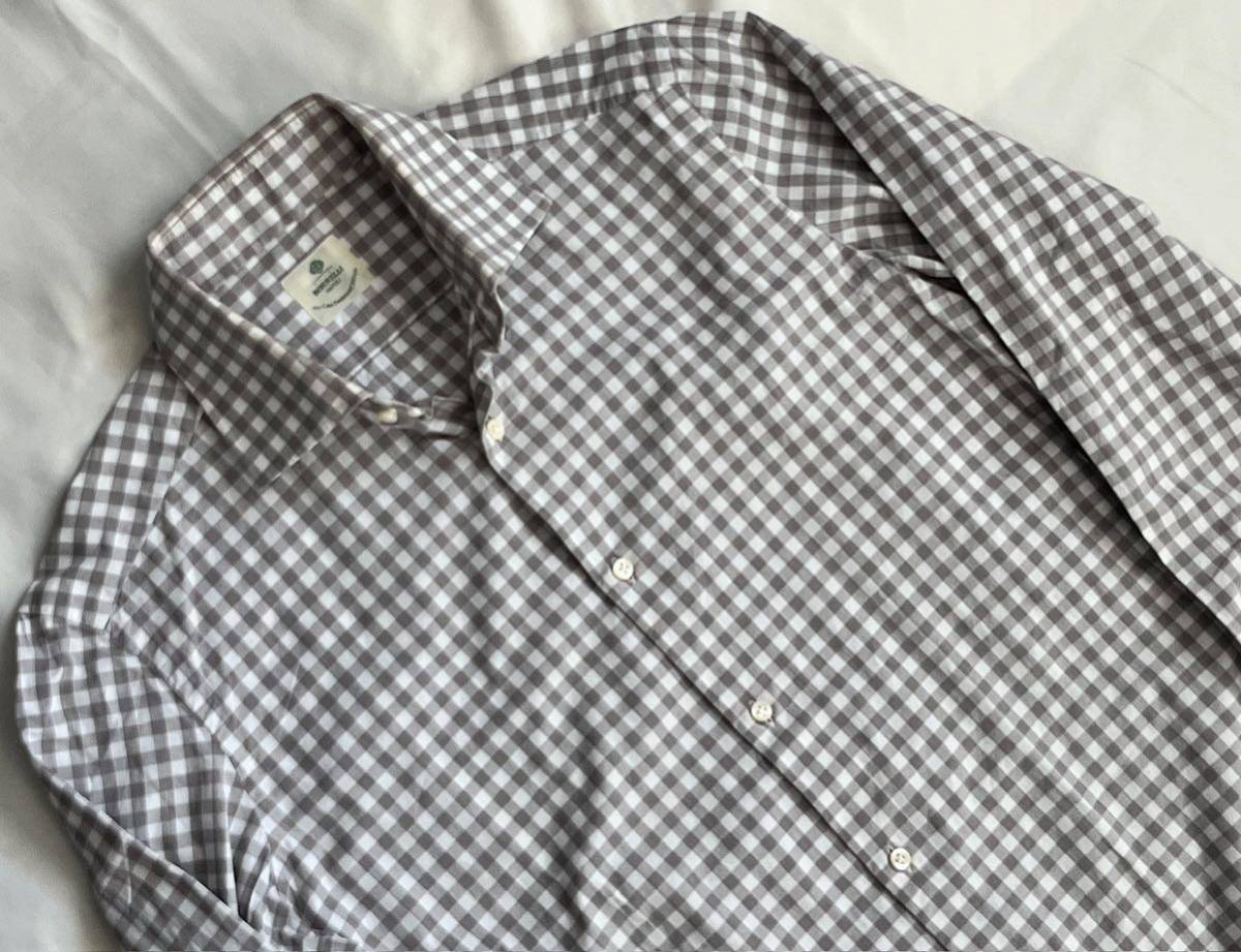 LUIGI BORRELLI ルイジボレッリ ホワイトグレー系 シャツ サイズ 40 / 15 3/4 M～L 長袖 コットン チェック