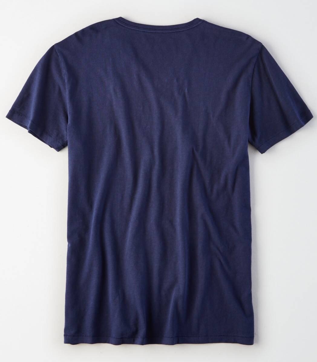 セール! 正規品 本物 新品 アメリカンイーグル Vネック Tシャツ AMERICAN EAGLE 知的で 上品 最強カラー ネイビー 刺繍あり 綿100% S ( M_画像2