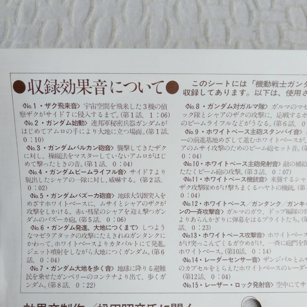 ya287 MOBILE SUIT GUNDAM SPECIAL SOUND EFFECT DISK Mobile Suit Gundam эффект звук сборник запись LP EP какой листов тоже единая стоимость доставки 1,000 иен воспроизведение не проверка 