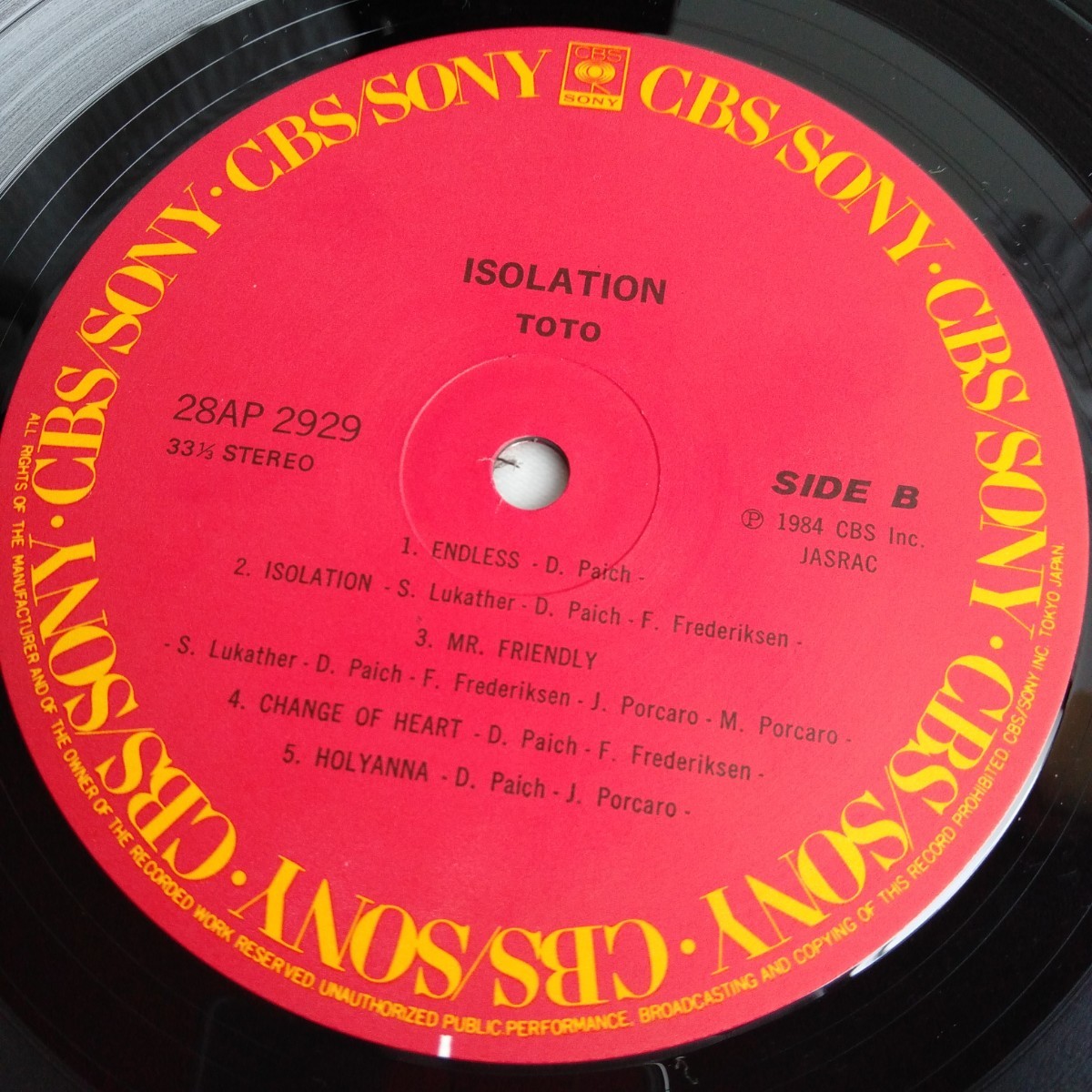 や345　TOTO ISOLATION アイソレーション　レコード LP EP 何枚でも送料一律1,000円 再生未確認_画像6