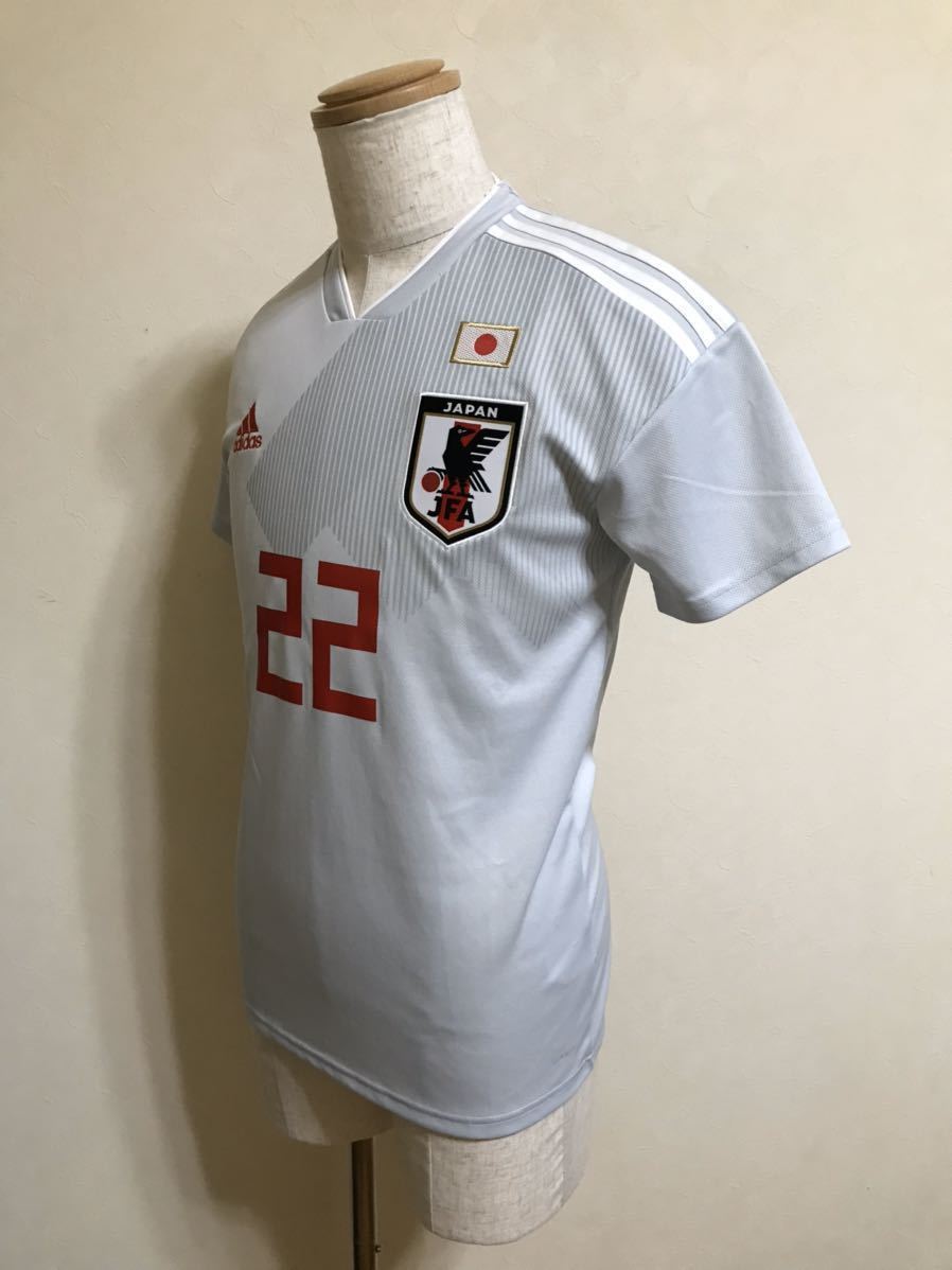 【新品】 adidas JFA JAPAN サッカー 日本代表 ユニフォーム トップス 2018-2019 アウェイ 背番号22 吉田麻也 サイズM 半袖 グレー BR3627_画像6