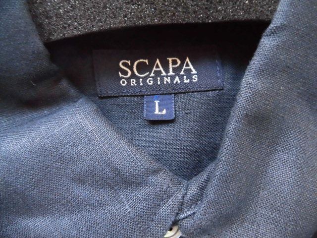 ●高級 SCAPA ORIGINALS/ スキャパ オリジナル/黒麻100%/半袖シャツ/サイズL/大きめサイズ_画像5