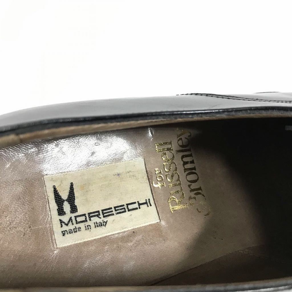 【モレスキー】本物 MORESCHI 靴 27.5cm 黒 ストレートチップ ビジネスシューズ 外羽根式 本革 レザー 男性用 メンズ イタリア製 8 1/2_画像9