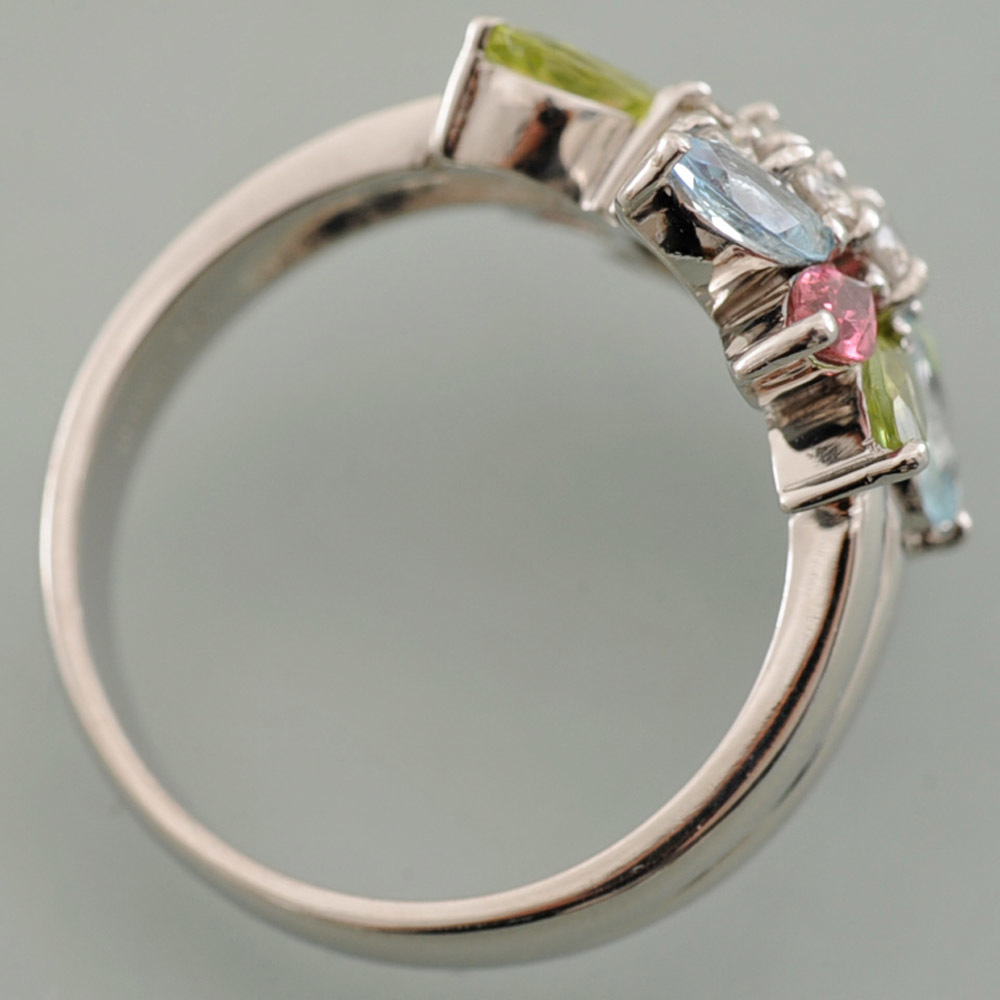 【H33】 Pt900 プラチナ ダイヤモンド 0.38ct マルチカラーストーン 花 フラワーモチーフ デザイン リング 指輪 中古品仕上げ済み 11号_画像6