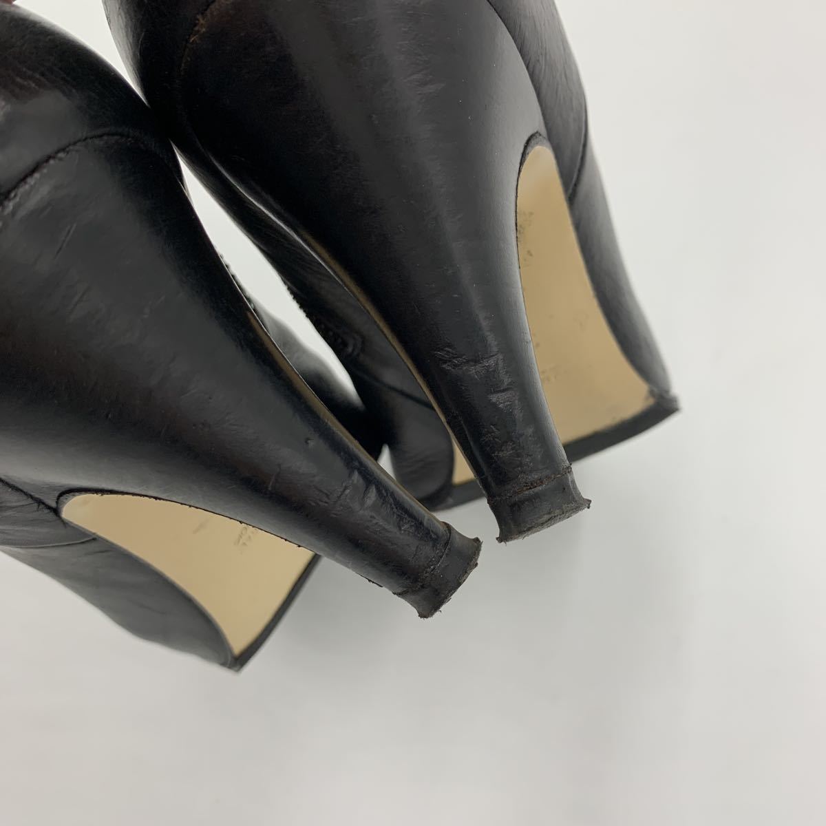Q ＊ イタリア製 '高級感溢れる' PELLICO ペリーコ 本革 ブーティー 革靴 ショートブーツ EU35.5 22~22.5cm レディース 婦人靴 シューズ 黒_画像8