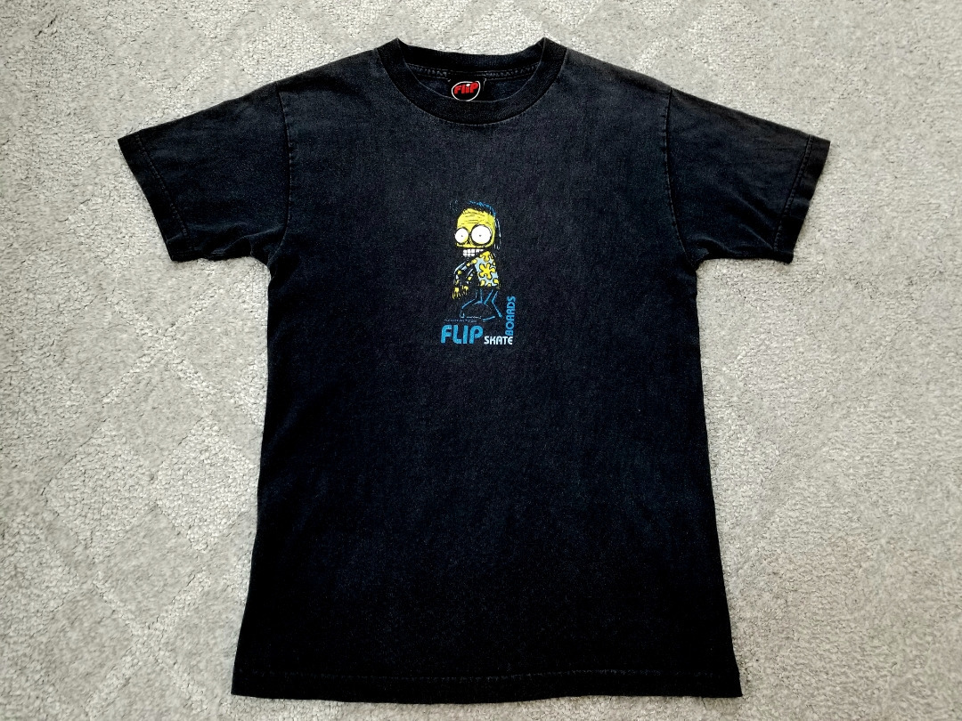 90s USA製 FLIP SKATEBOARDS フリップ スケートボード ゾンビ プリントTシャツ 黒 S アメリカ製 // GIRL real bitch_画像2