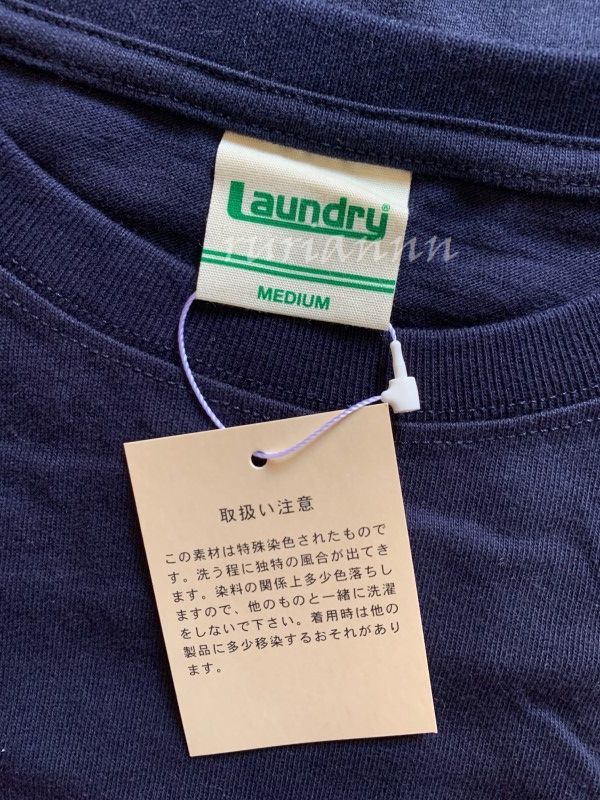 Laundry ランドリー 半袖 Tシャツ 丸首 クルーネック Mサイズ 男女兼用 ユニセックス 新品 未使用品 紺 ネイビー_画像5