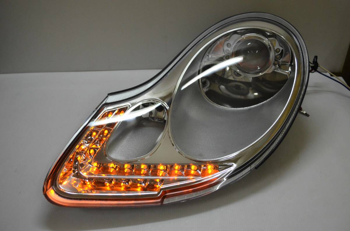 ポルシェ 996 986 ボクスター LED DRL ヘッドライト 左右セット クローム仕様_画像2