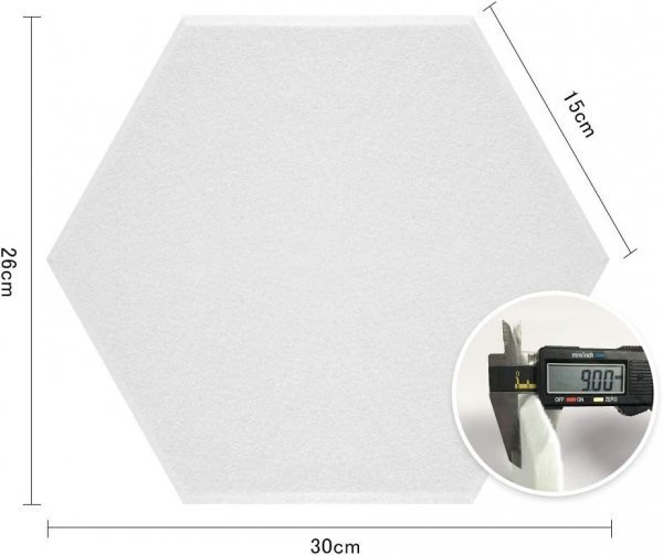 Quiet-Mo звукопоглощающий материал звукопоглощающий panel 45° cut фаска шестиугольник 30cm × 26cm толщина 9mm (10 листов белый )