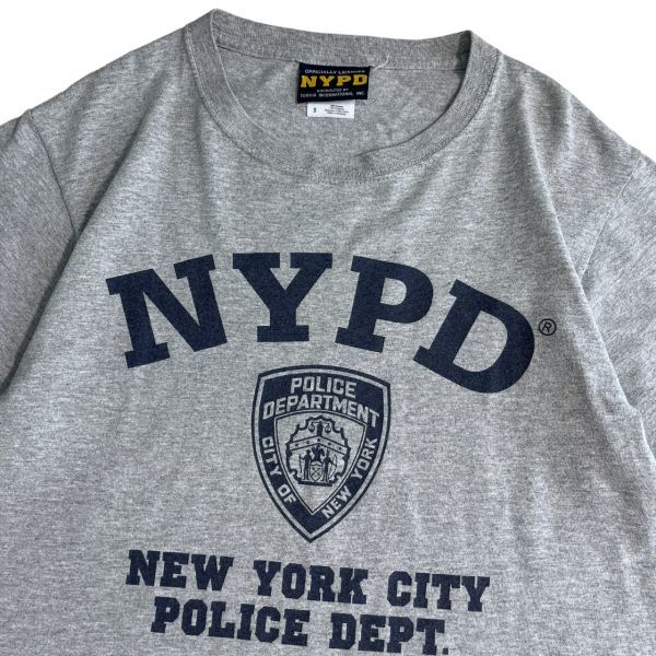 NYPD ニューヨーク 市警察 New York Police Department 半袖 プリント ロゴ Tシャツ コットン 丸首 トップス ポリス S グレー_画像2