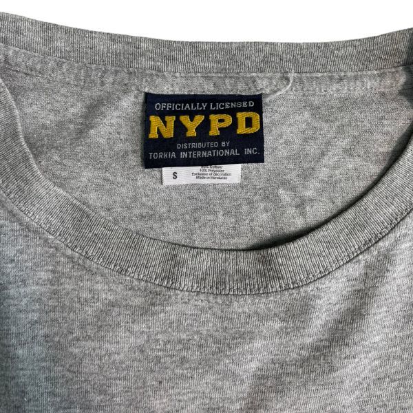 NYPD ニューヨーク 市警察 New York Police Department 半袖 プリント ロゴ Tシャツ コットン 丸首 トップス ポリス S グレー_画像3