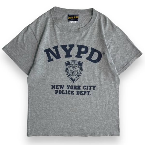 NYPD ニューヨーク 市警察 New York Police Department 半袖 プリント ロゴ Tシャツ コットン 丸首 トップス ポリス S グレーの画像1