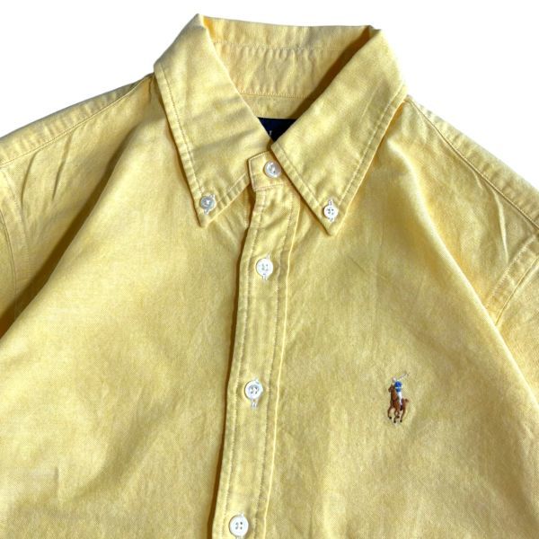  made in Japan RALPH LAUREN Ralph Lauren short sleeves cotton button down shirt embroidery small po knee Logo tops 9 light yellow 