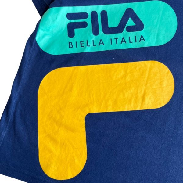 FILA filler короткий рукав принт Logo хлопок футболка FL3628 круглый вырез tops cut and sewn вырез лодочкой F голубой 