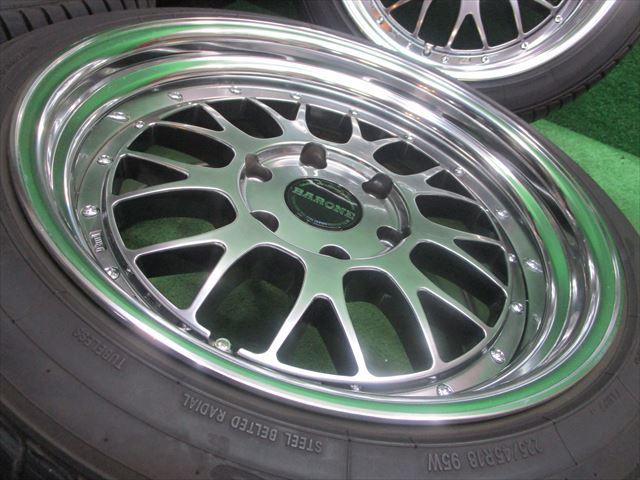 中古 ホイールタイヤ 4本 225/45R18 2021年製 7分山 ファブレス ヴァローネ LM-9 ラジアル タイヤ トーヨー トランパスMP7_画像3