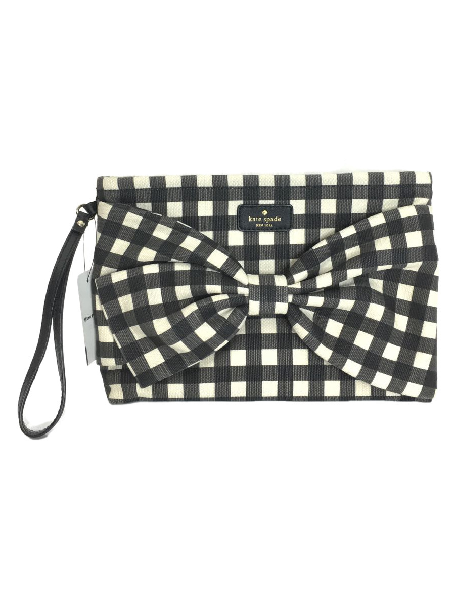 kate spade new york◆クラッチバッグ/-/BLK/チェック/CN57710_画像1