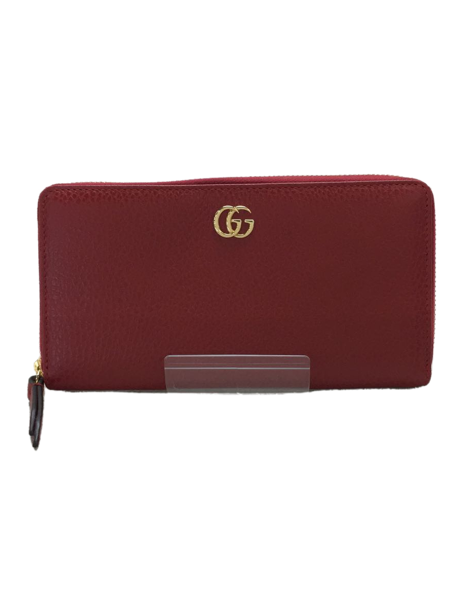 GUCCI◆箱、内袋あり/長サイフ_GGマーモント/レザー/レッド