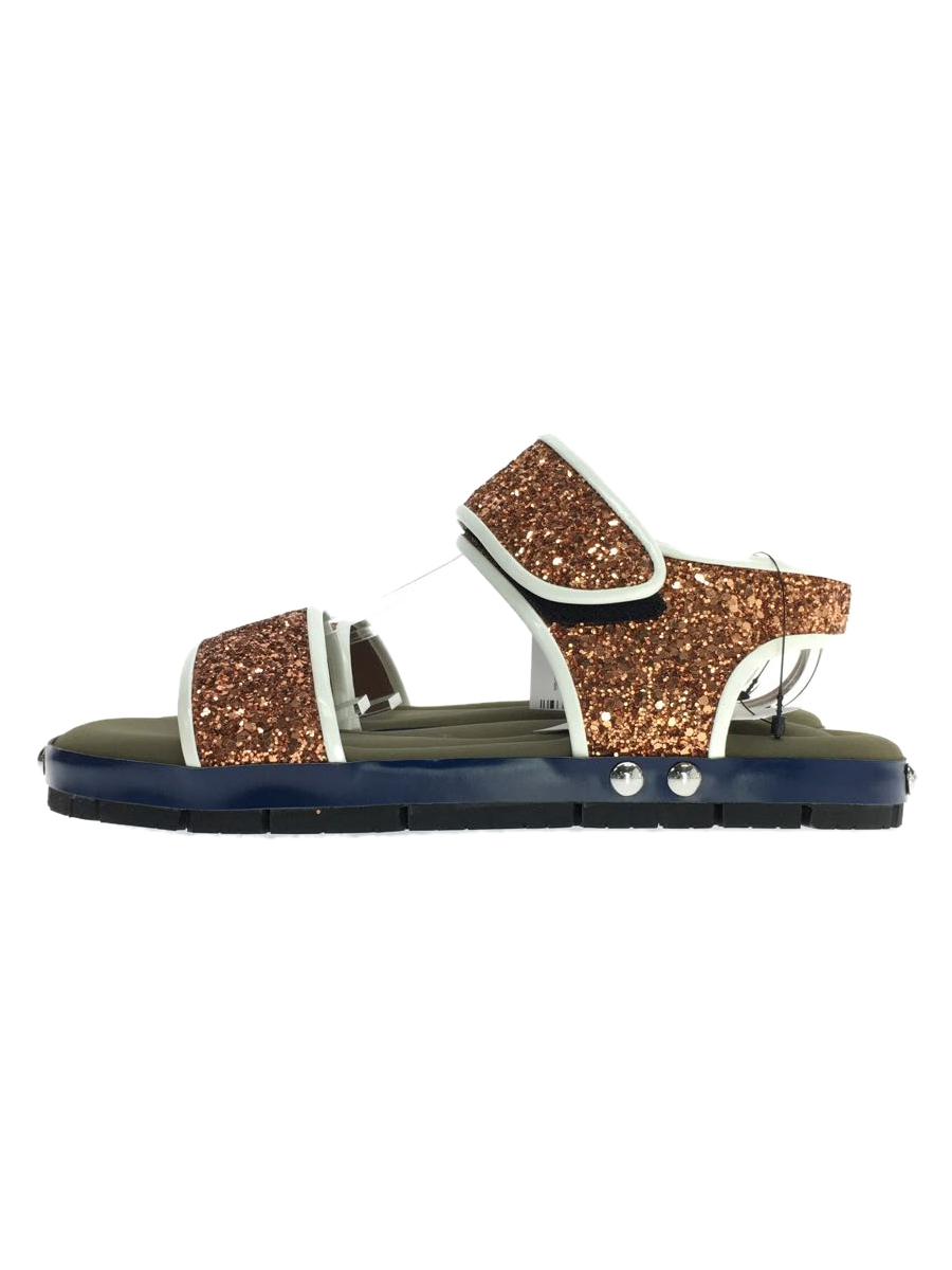 大勧め MARNI◆Sparkle Leather Canvas Sandals/サンダル/38/KHK 24.5cm 大勧め MARNI◆Sparkle Leather Canvas Sandals/サンダル/38/KHK 24.5cm