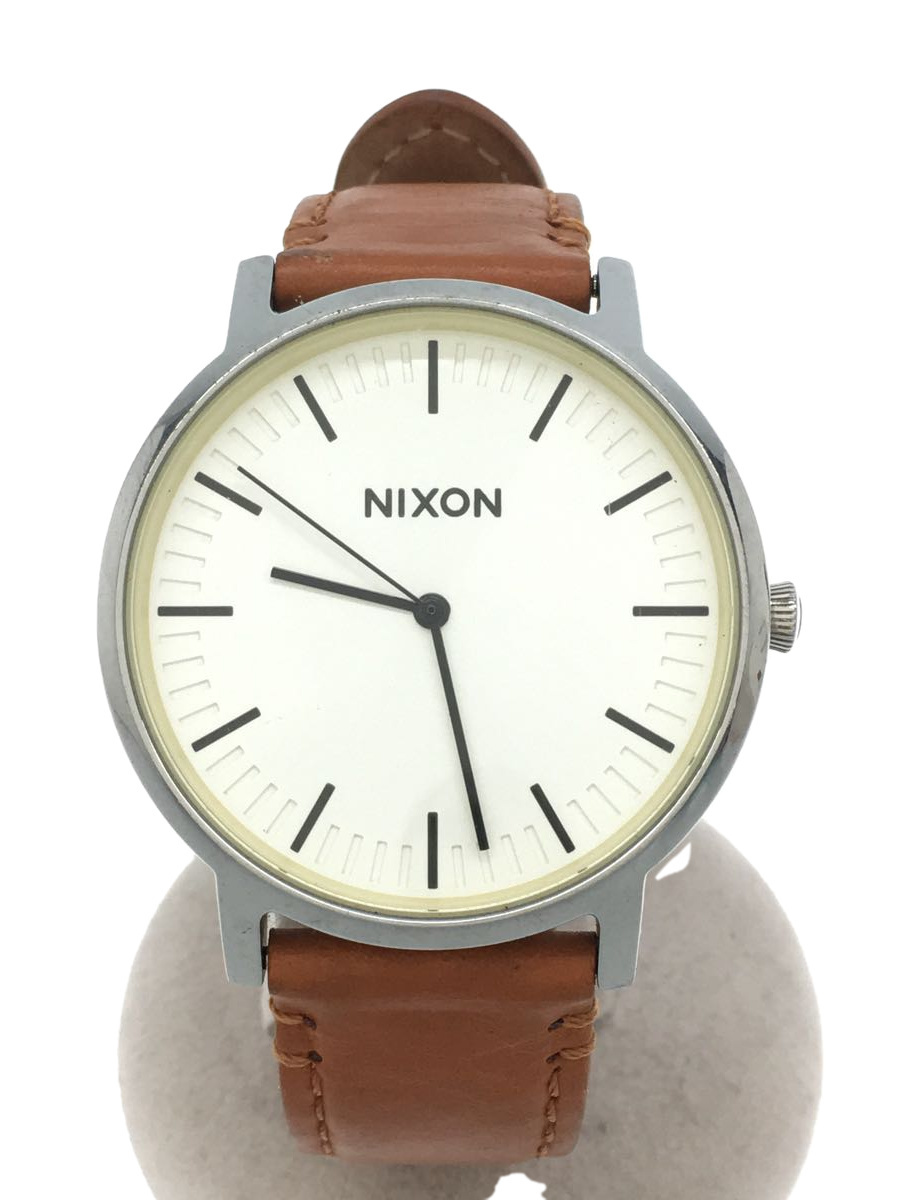 NIXON◆クォーツ腕時計/アナログ/レザー/WHT/BRW/A1058-2442