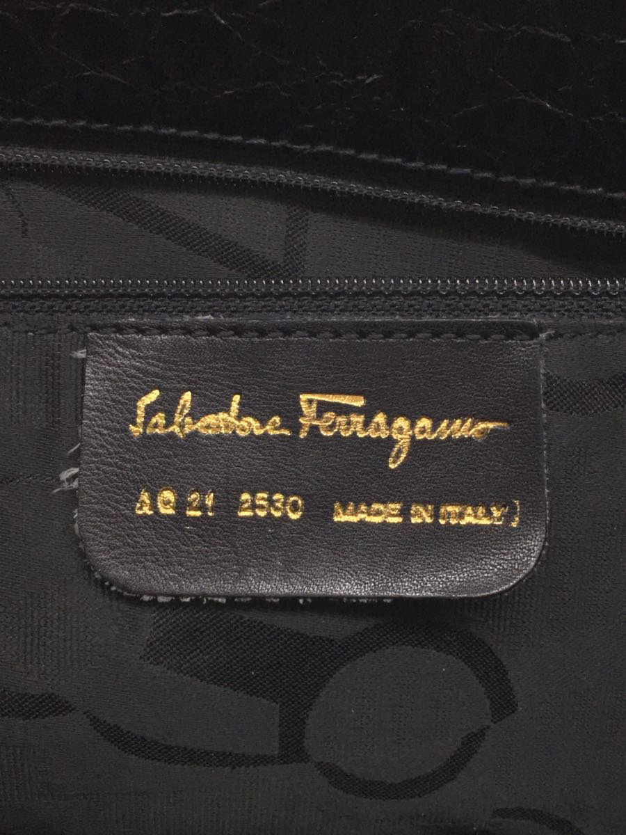 Salvatore Ferragamo◆型押しトートバッグ/レザー/BLK/2530_画像5