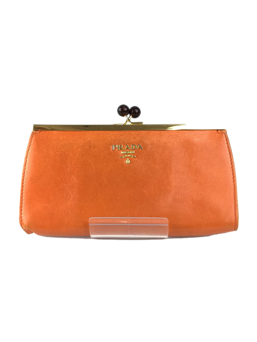 PRADA◇長財布/レザー/ORN/無地/レディース-