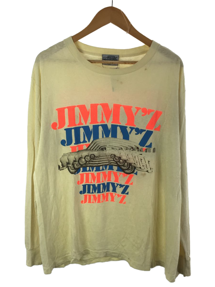 JIMMY’Z◆80s/USA製/長袖/汚れ/穴有/Tシャツ/XL/コットン/CRM/