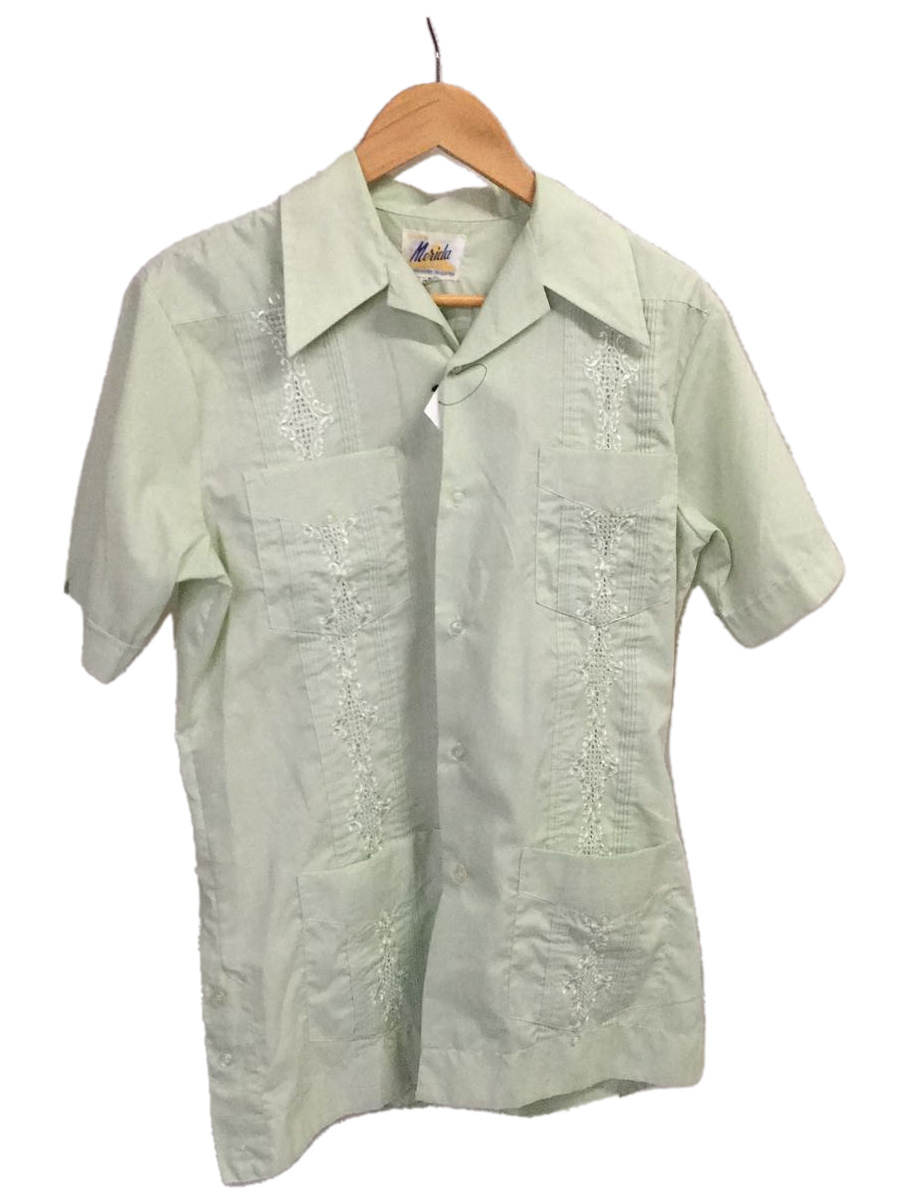 Merida/キューバシャツ/70s/襟芯/半袖シャツ/M/ポリエステル/グリーン_画像1