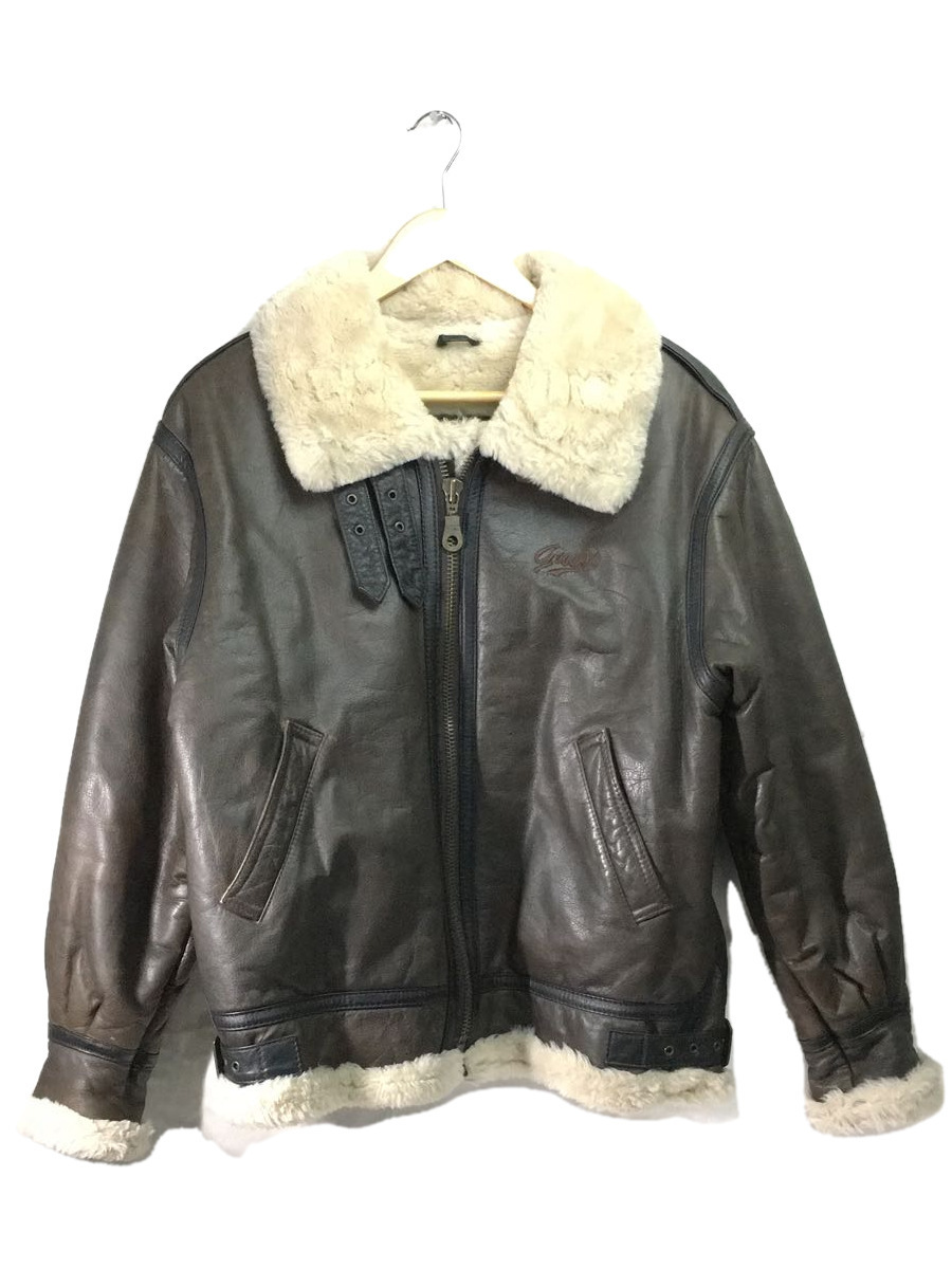 新品 GUESS◇フライトジャケット/S/レザー/BRW Sサイズ