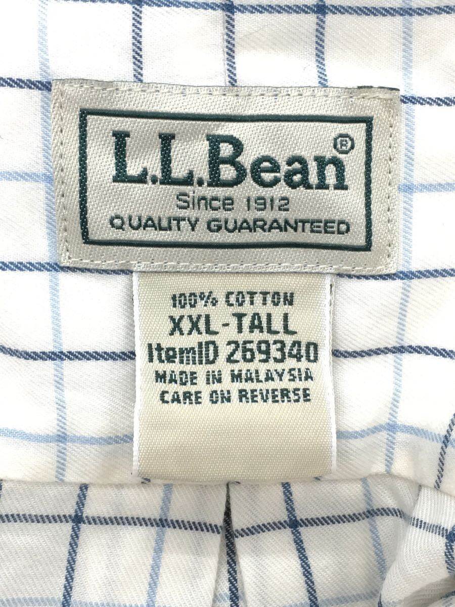 L.L.Bean◆BD/半袖シャツ/XXL/コットン/ホワイト/チェック_画像3