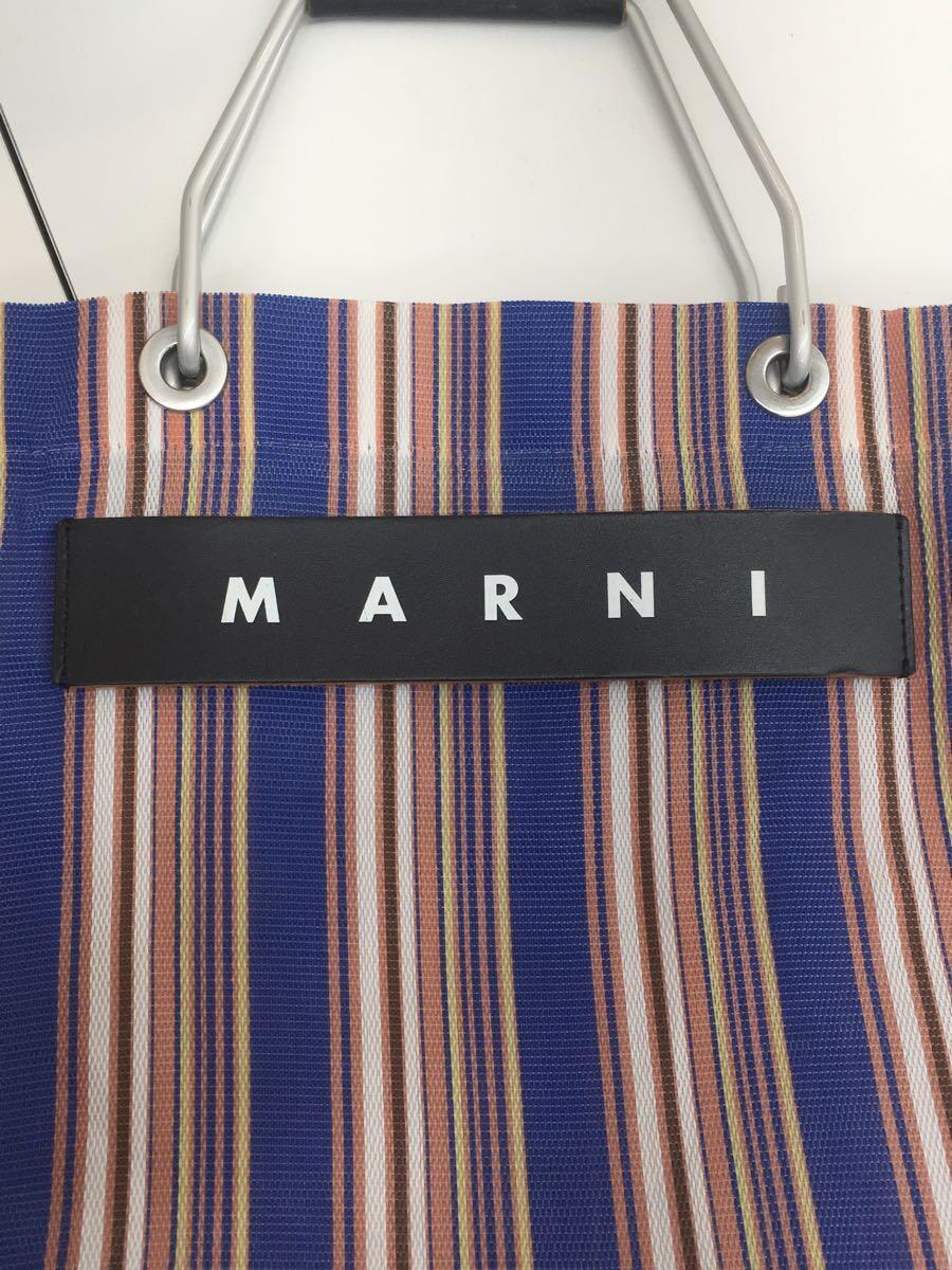 MARNI◆トートバッグ/ナイロン/BLU/ストライプ_画像5