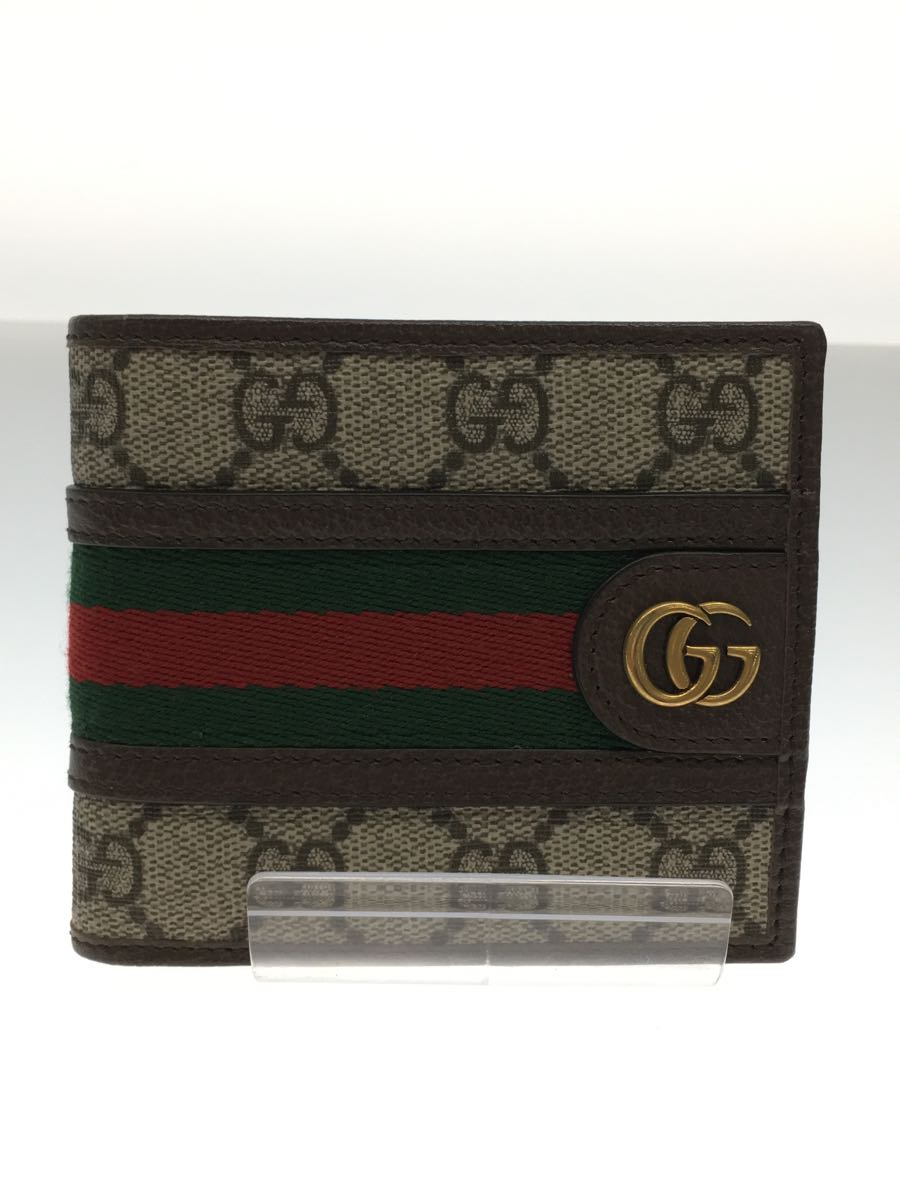 GUCCI◆2ツ折サイフ_GGスプリーム/PVC/BEG/総柄/メンズ