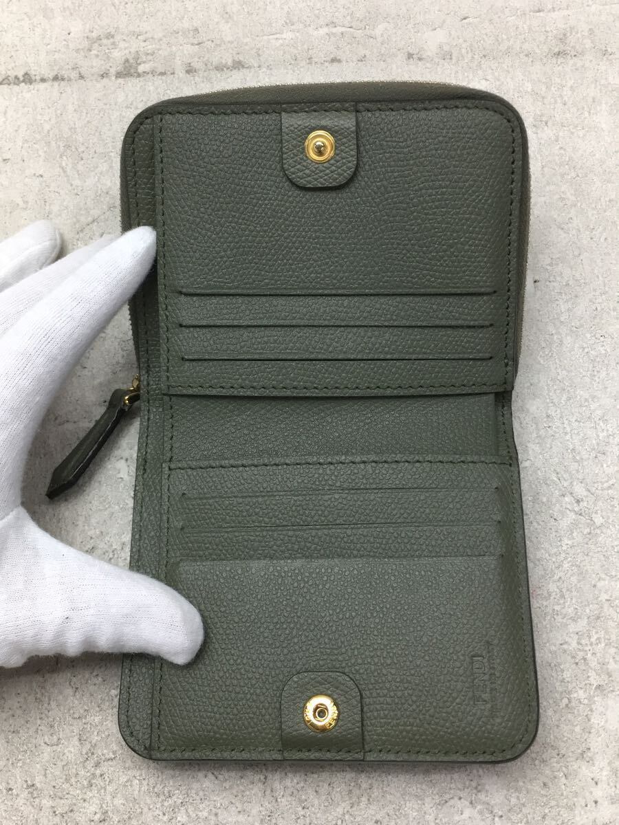 FENDI◆F IS FENDI_コンパクトジップウォレット/角スレ有/無地/8M0407 A18B F14QC_画像4