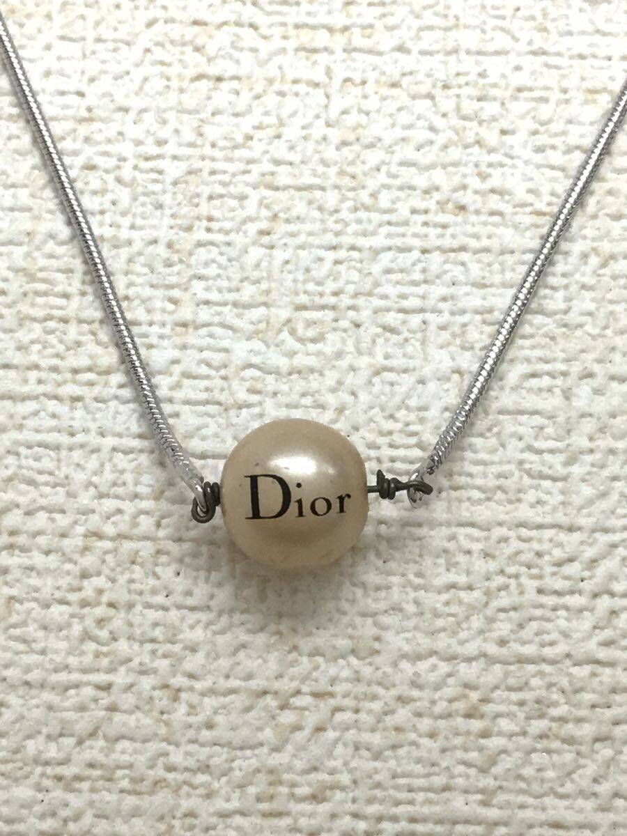 Christian Dior◆ロゴ/パール/ネックレス/-/SLV/トップ有/レディース