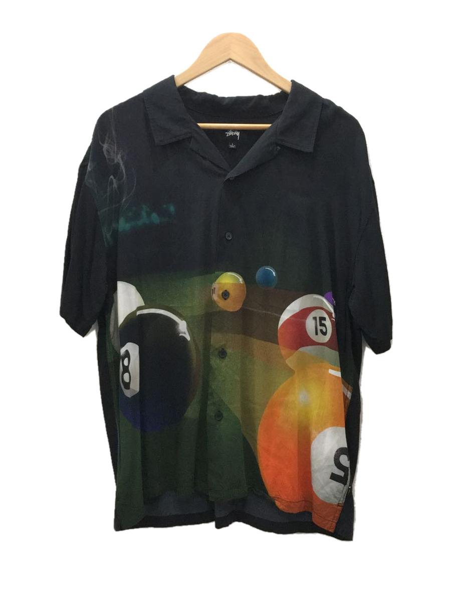 最安価格 STUSSY◆20SS/Pool Hall Shirts/半袖シャツ/L/レーヨン/BLK/総柄 Lサイズ 最安価格 STUSSY◆20SS/Pool Hall Shirts/半袖シャツ/L/レーヨン/BLK/総柄 Lサイズ