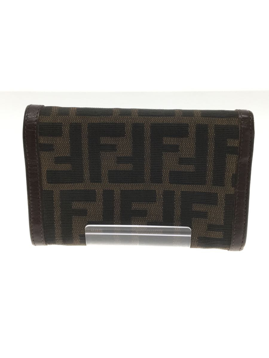 FENDI◆3つ折り財布/キャンバス/BRW/総柄/レディース/T16981/ズッカ柄/レザー_画像2