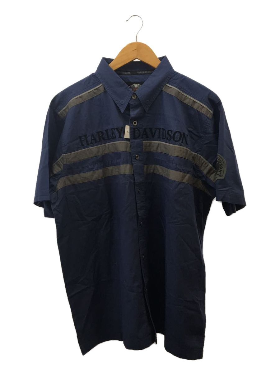 HARLEY DAVIDSON◆半袖シャツ/XL/コットン/BLU_画像1