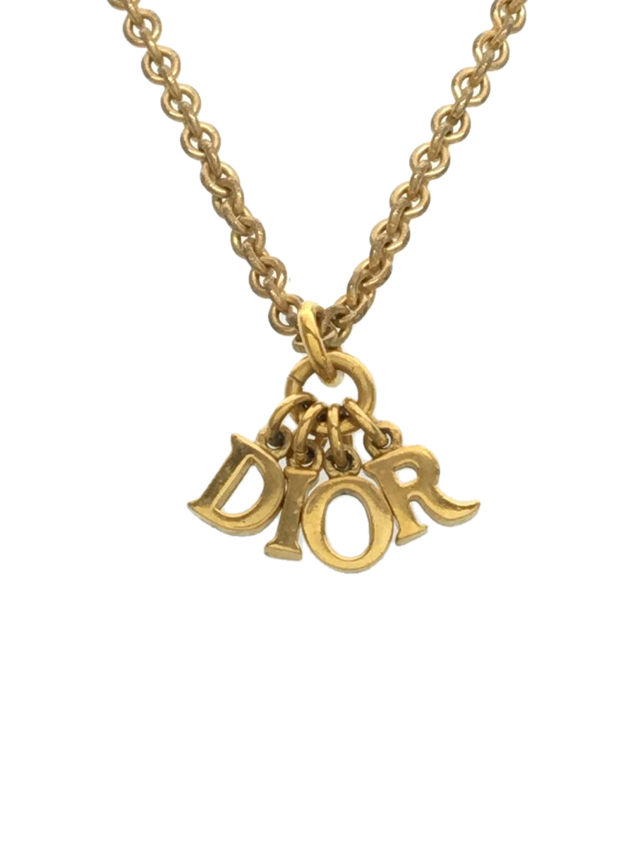 超美品の Christian Dior◆DIORロゴ/ネックレス/-/GLD/トップ有/レディース ウォレットチェーン