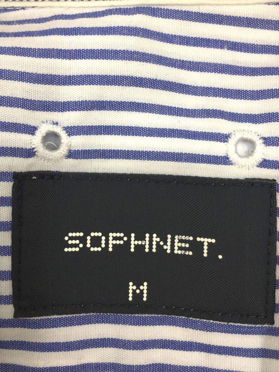 SOPHNET.◆半袖シャツ/M/コットン/BLU/ストライプ_画像3