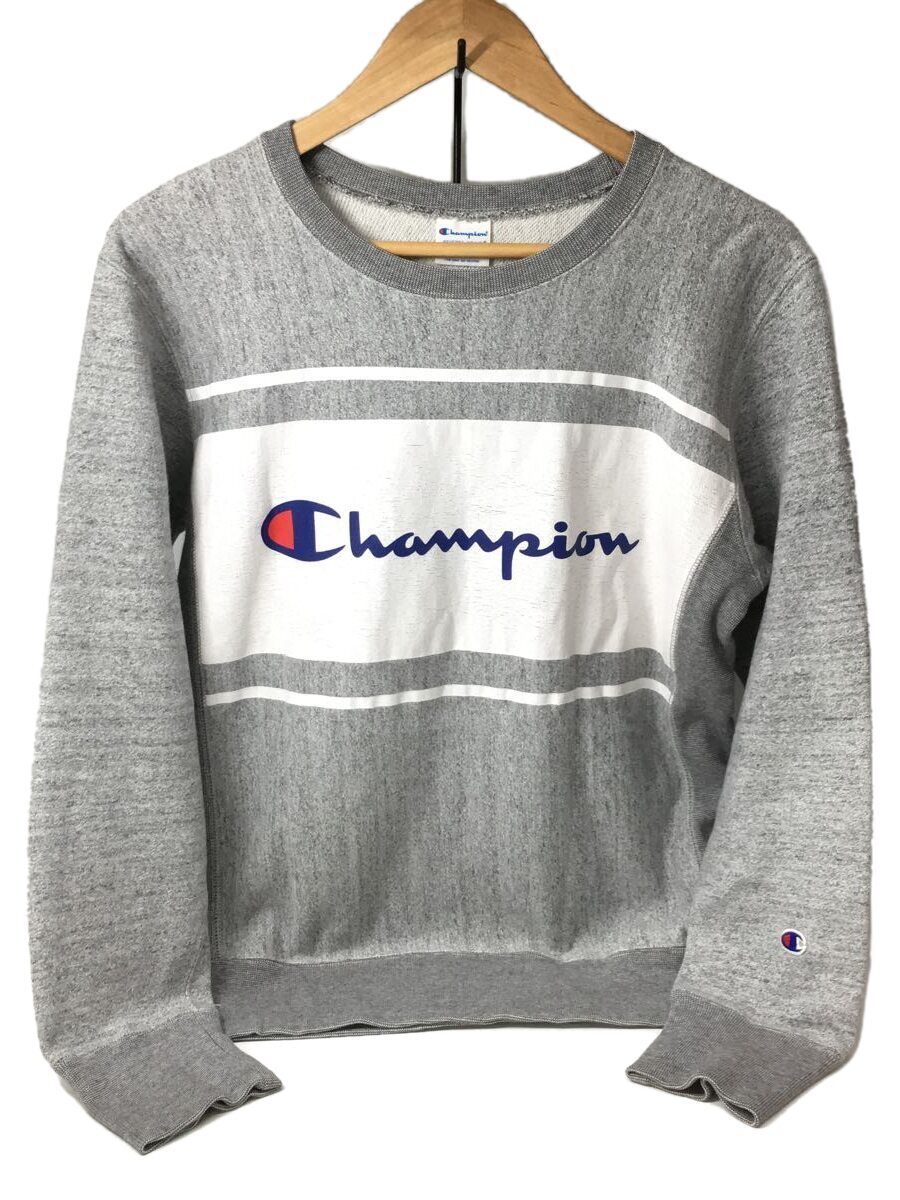 Champion◆リバースウェーブ/アメリカンカジュアル/スウェット/M/コットン/SLV/無地/C8-K002_画像1