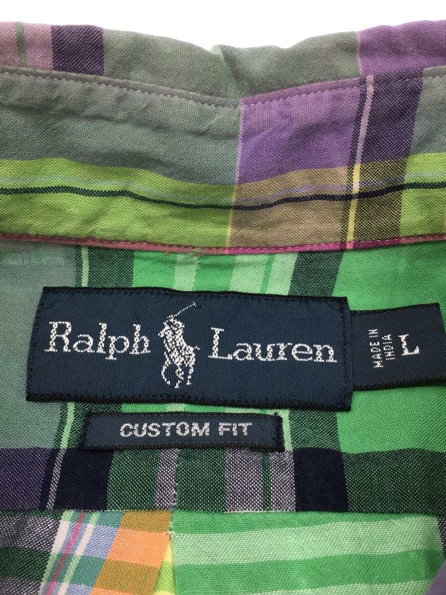 POLO RALPH LAUREN◆半袖シャツ/L/コットン/GRN/チェック_画像3