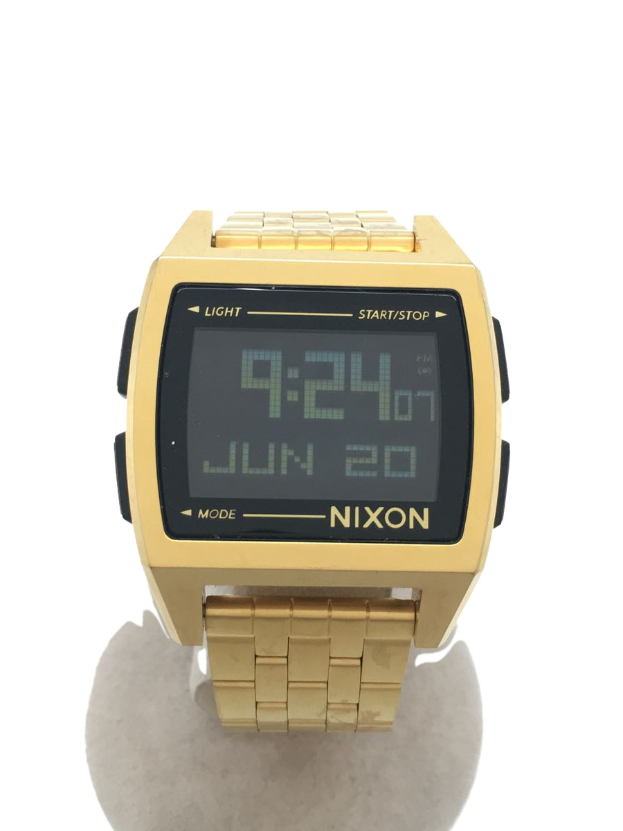 NIXON◆クォーツ腕時計/デジタル/ステンレス/BLK/GLD_画像1