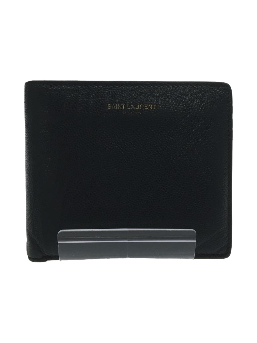 SAINT LAURENT◇2つ折り財布/レザー/BLK/メンズ-