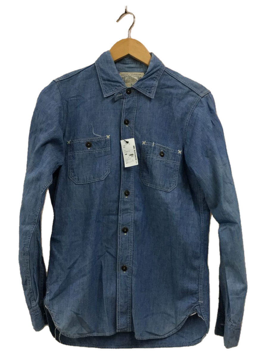 低価格の RRL◇長袖シャツ/サイズ14/コットン/BLU/無地 Lサイズ